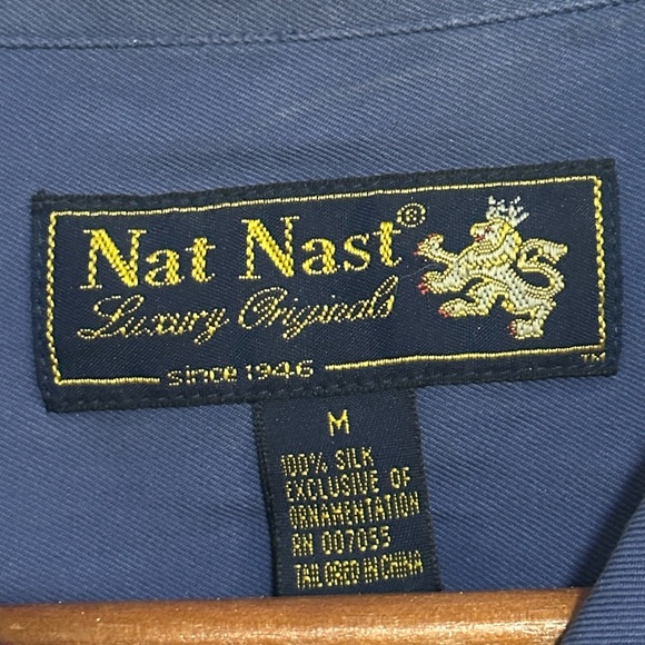 Nat Nast Embroidered Silk Cocktail Martini Button Down Medium - Picture 3 of 8